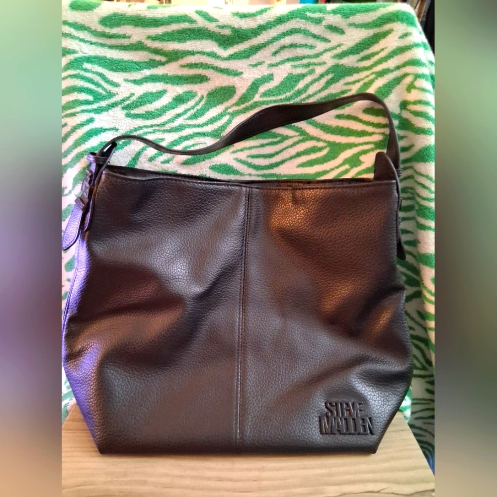 Steve Madden Black Faux Leather Hobo Handbag